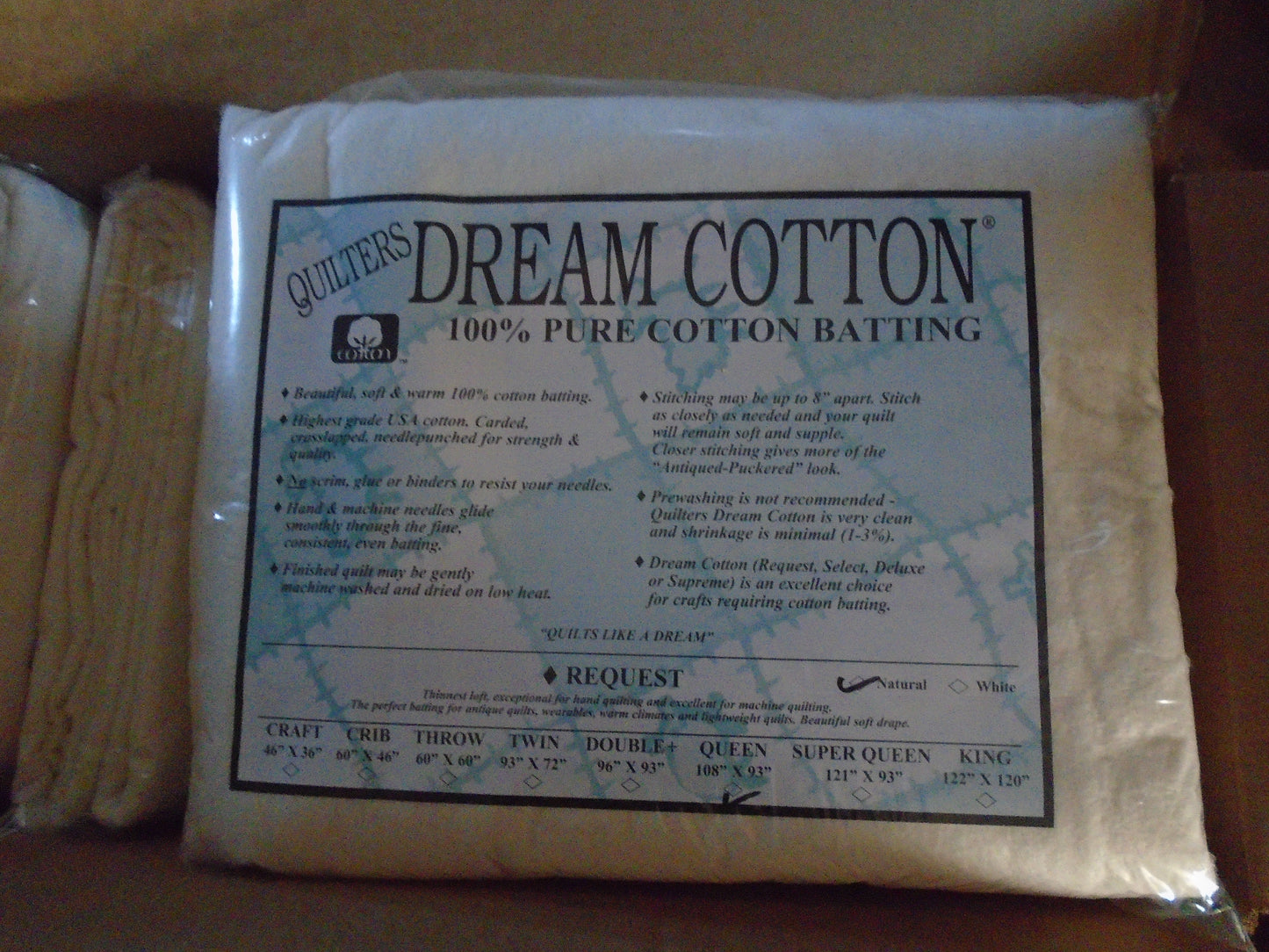 100% cotton batting Quilters Dream