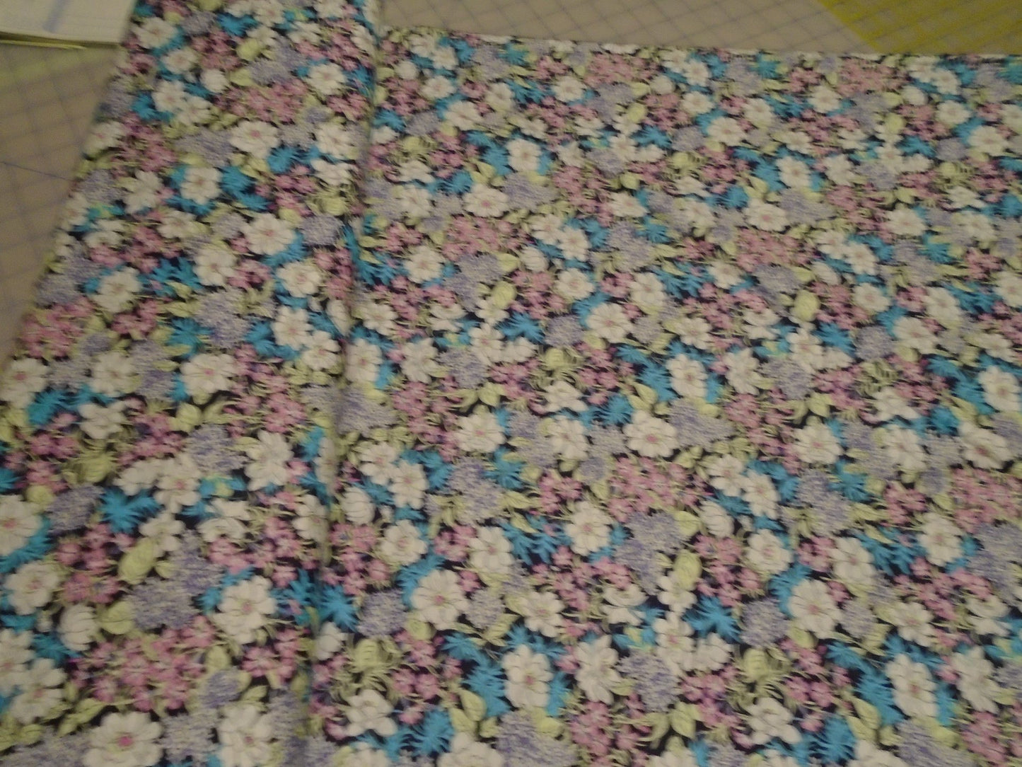 Floral on black cotton