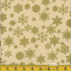 Metallic Christmas gold snow flakes on cream