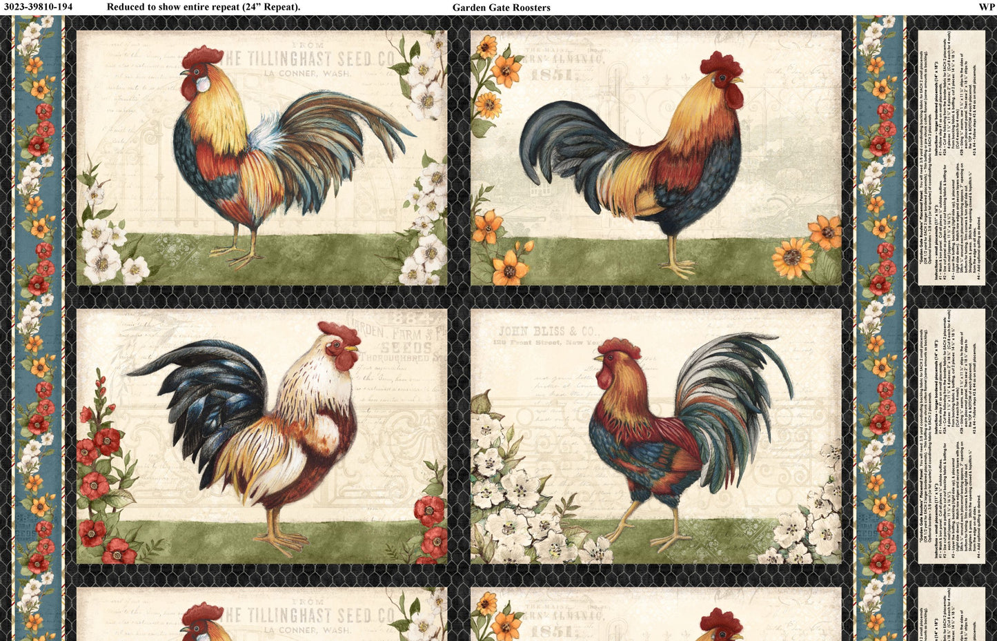 Garden gate Roosters panel