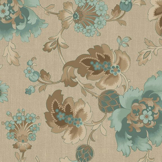 Cedar Shake  large floral teal/beige