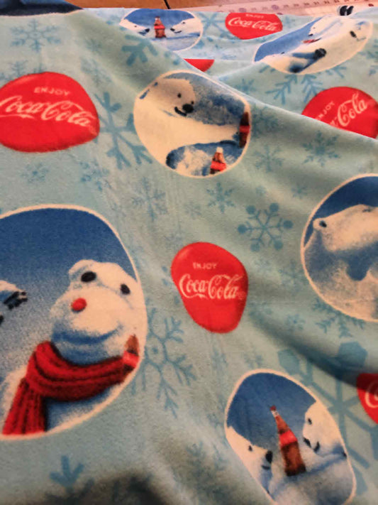 Coke a Cola polar bear  polyester Fleece fabric