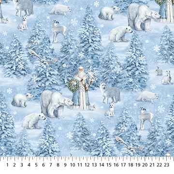 Father Christmas & animals  light Blue