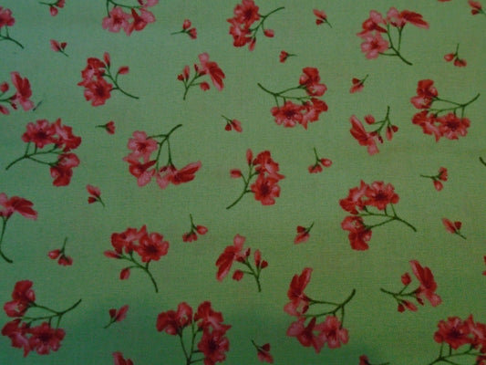Prose green back ground/ tossed flowers