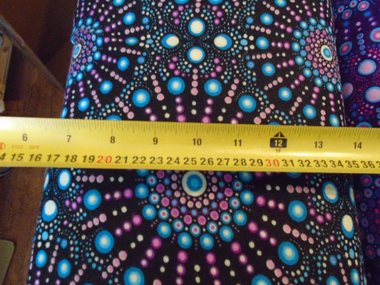 Mandala, Black back ground Flannelette