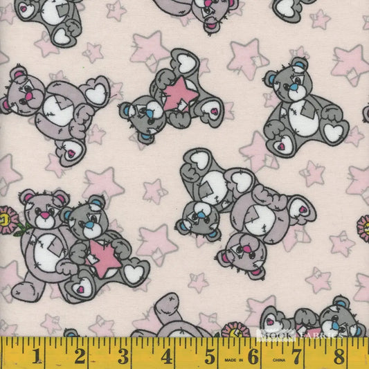 Teddy Bears pink  flannel