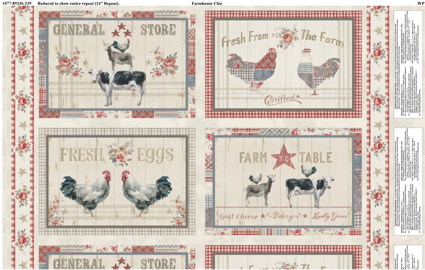 Farm house Chicken  placemat panel