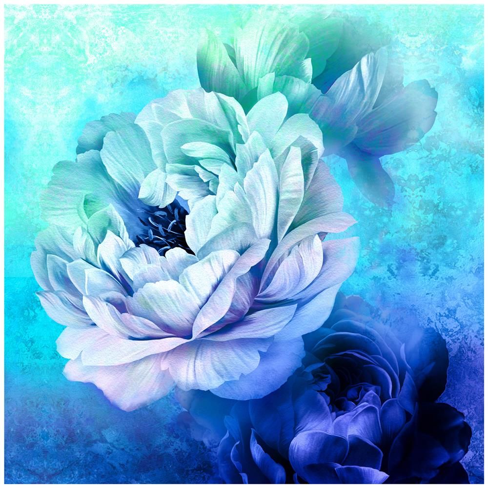 Peony in blues